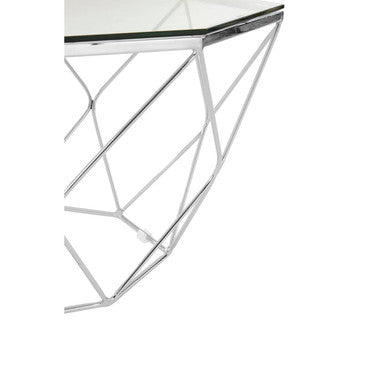 Allure Hexagon Tempered Glass Chrome Coffee Table - Image 5
