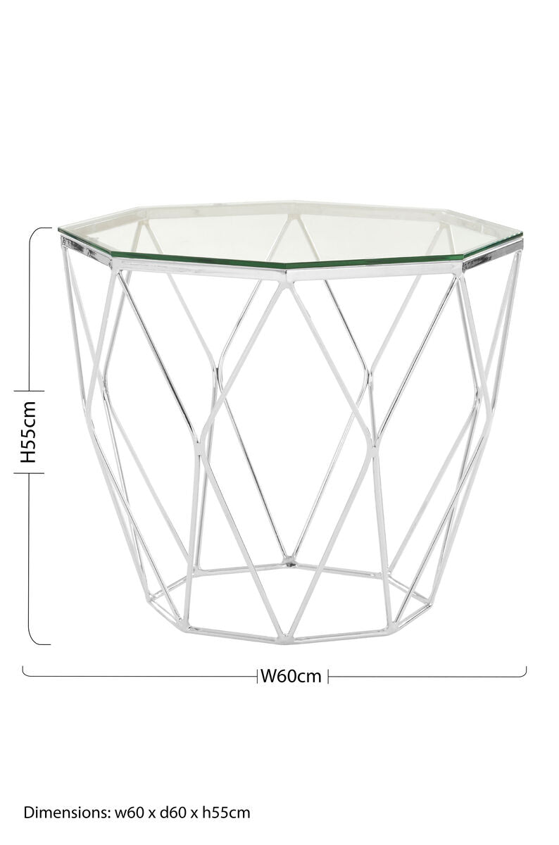 Allure Tempered Glass And Chrome Hexagon End Table - Image 5