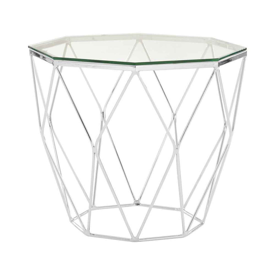 Allure Tempered Glass And Chrome Hexagon End Table