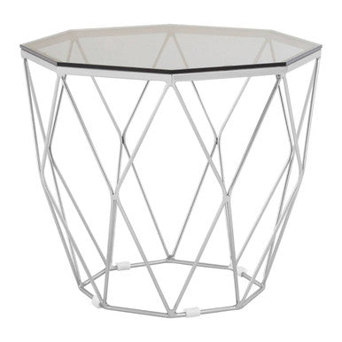 Allure Octagonal End Table With Brushed Nickel Base
