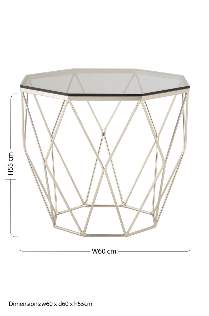 Allure Octagonal End Table With Brushed Nickel Base - Image 5
