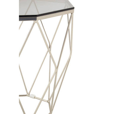 Allure Octagonal End Table With Brushed Nickel Base - Image 4