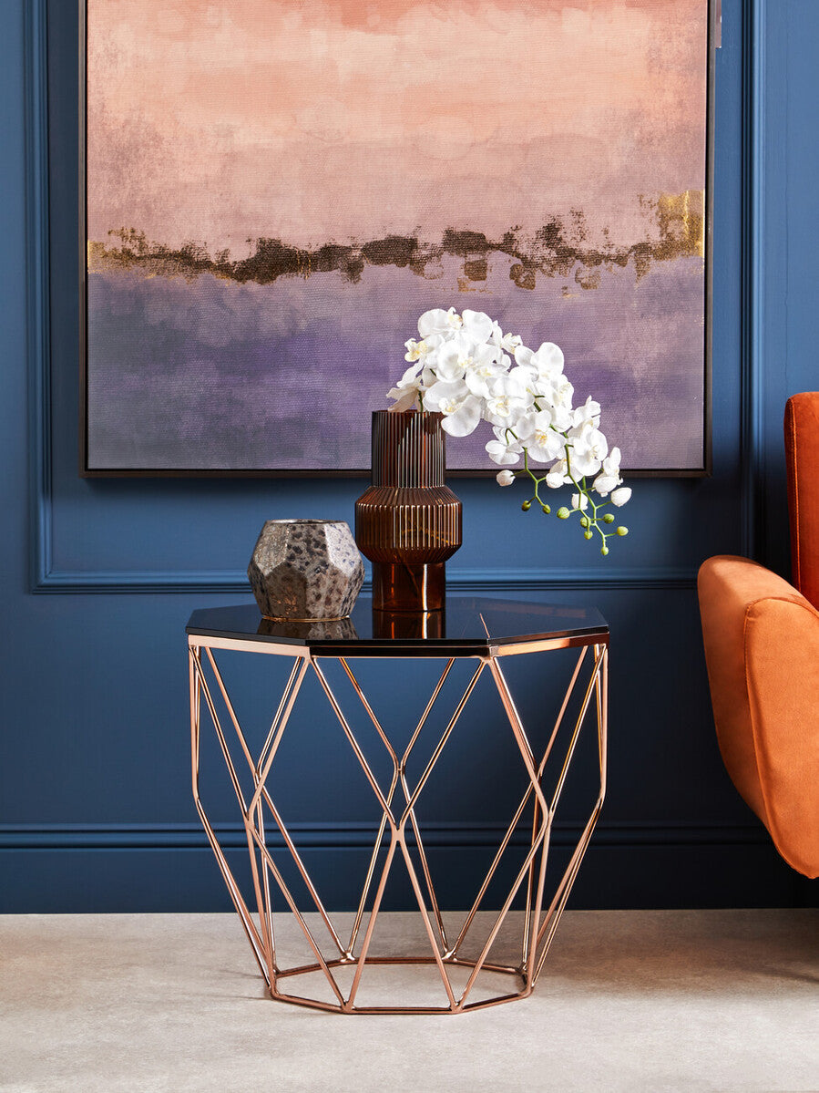 Allure End Table With Rose Gold Base