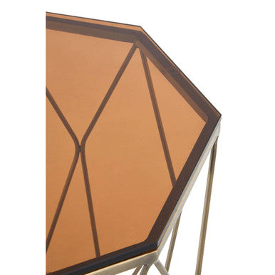 Allure End Table With Brushed Bronze Base