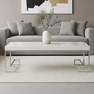 Allure Chrome Finish Coffee Table with White Gloss Top