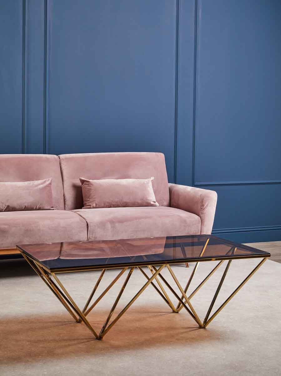 Allure Champagne Metal Prismatic Legs Coffee Table