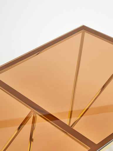 Allure Champagne Metal Prismatic Legs Coffee Table