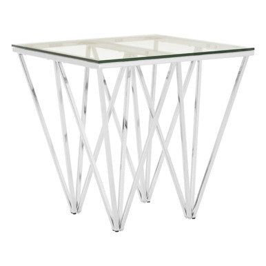 Allure Chrome End Table With Triangular Base