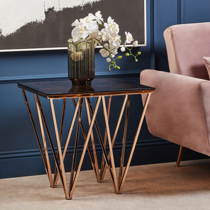 Allure Rose Gold Prismatic Legs End Table