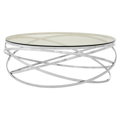 Allure Round Silver Swirl Base Coffee Table