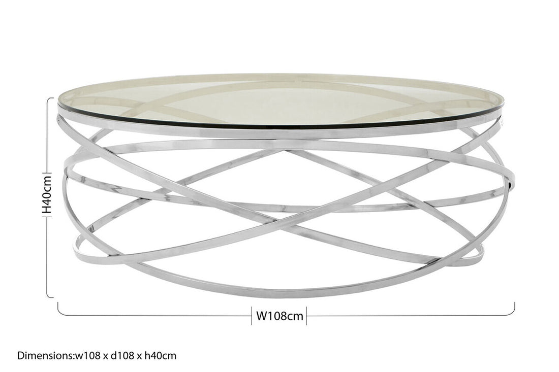 Allure Round Silver Swirl Base Coffee Table - Image 6