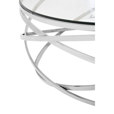 Allure Round Silver Swirl Base Coffee Table