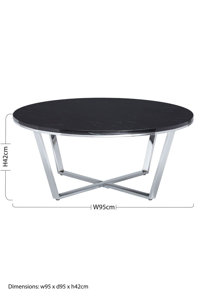 Allure Round Black Faux Marble Coffee Table - Image 9