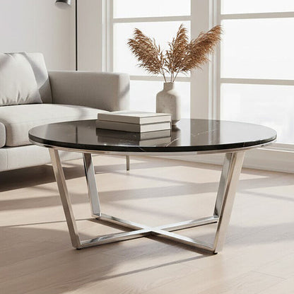 Allure Round Black Faux Marble Coffee Table