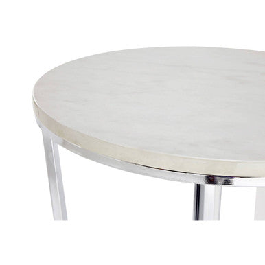 Allure Round White Faux Marble End Table - Image 4