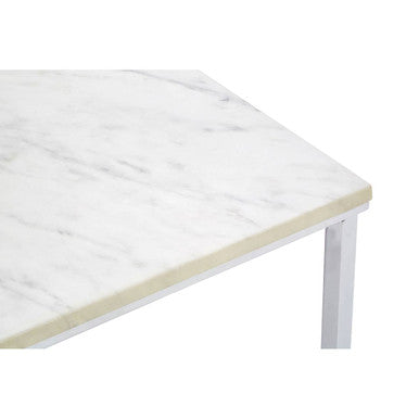 Allure White Faux Marble Chrome Coffee Table - Image 4