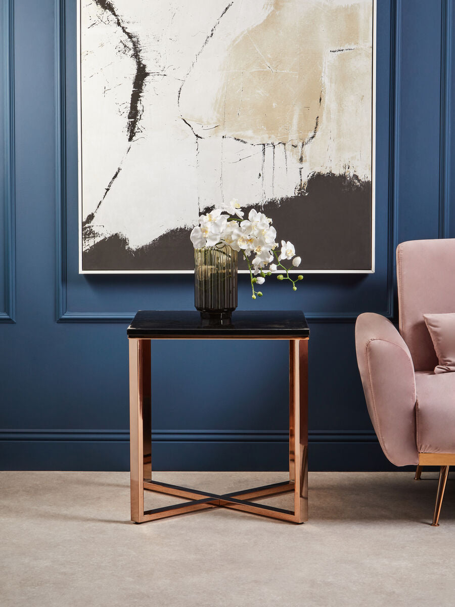 Allure Square Black Faux Marble End Table - Image 3