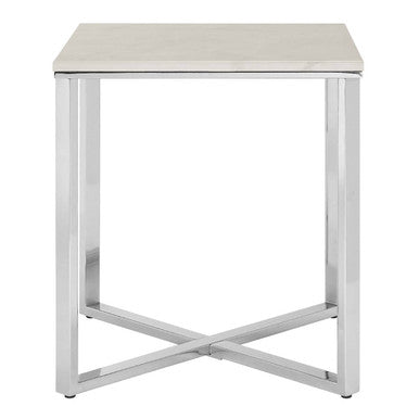 Allure White Marble and Chrome  Square End Table - Image 4