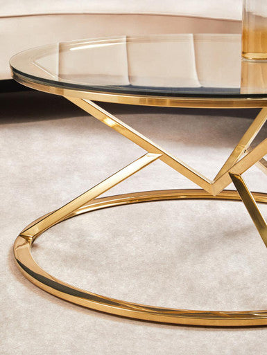 Allure Corseted Round Champagne Coffee Table - Image 4