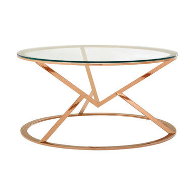 Allure Corseted Round Rose Gold Coffee Table - Image 4