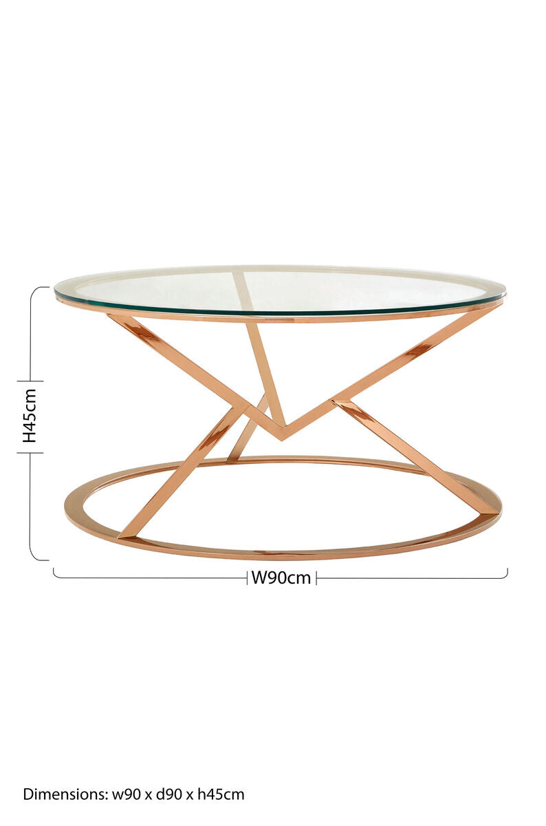 Allure Corseted Round Rose Gold Coffee Table - Image 10