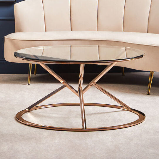 Allure Corseted Round Rose Gold Coffee Table