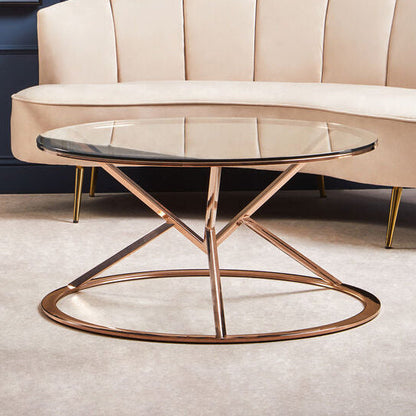 Allure Corseted Round Rose Gold Coffee Table