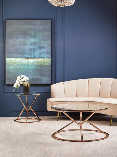 Allure Corseted Round Rose Gold Coffee Table