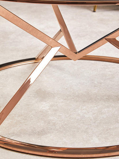 Allure Corseted Round Rose Gold Coffee Table - Image 5
