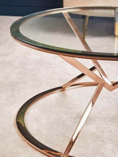 Allure Corseted Round Rose Gold Coffee Table - Image 6