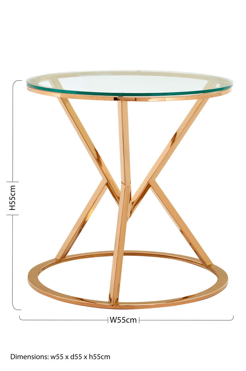 Allure Corseted Round Rose Gold End Table - Image 9