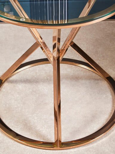 Allure Corseted Round Rose Gold End Table - Image 5