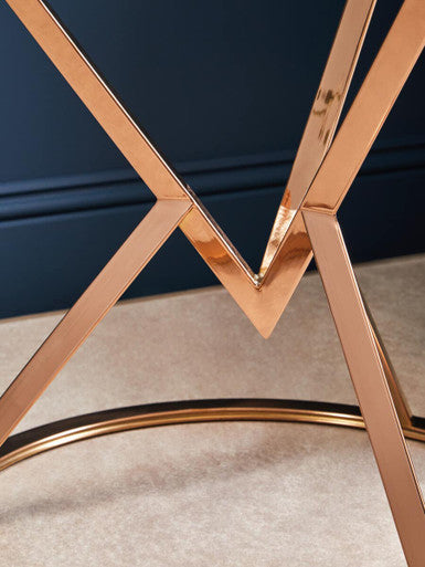 Allure Corseted Round Rose Gold End Table - Image 6