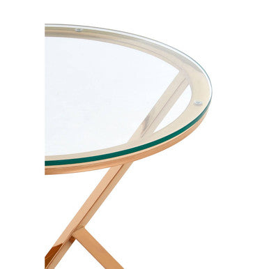 Allure Corseted Round Rose Gold End Table - Image 8