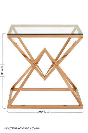 Allure Corseted Square Rose Gold End Table