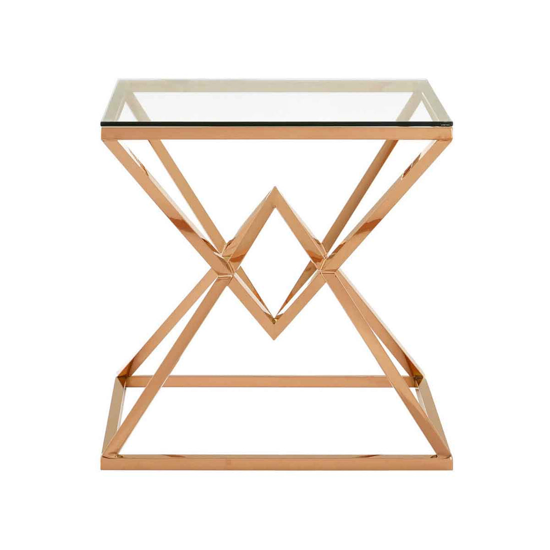 Allure Corseted Square Rose Gold End Table