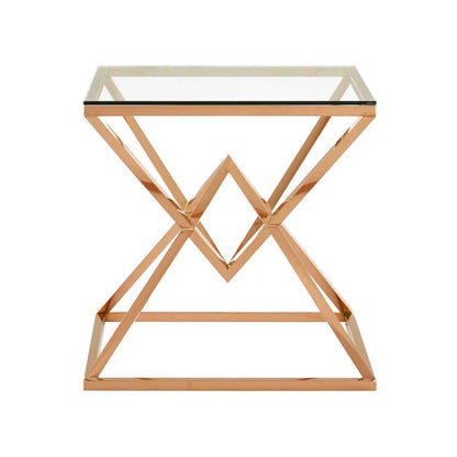 Allure Corseted Square Rose Gold End Table
