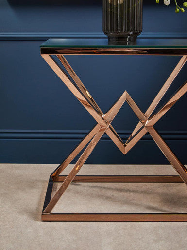 Allure Corseted Square Rose Gold End Table - Image 7