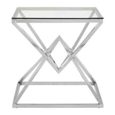 Allure Square Silver Finish End Table