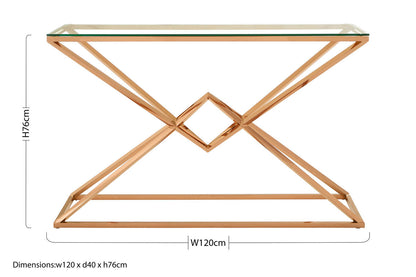 Allure Corseted Rose Gold Console Table