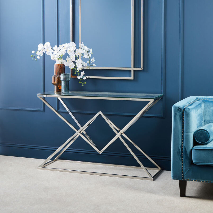 Allure Tempered Glass Rectangular Console Table