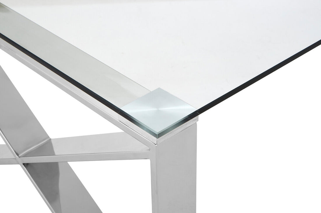 Allure Clear Glass Cross Legs Coffee Table