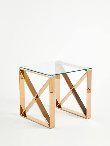Allure Rose Gold Cross Legs End Table - Image 8