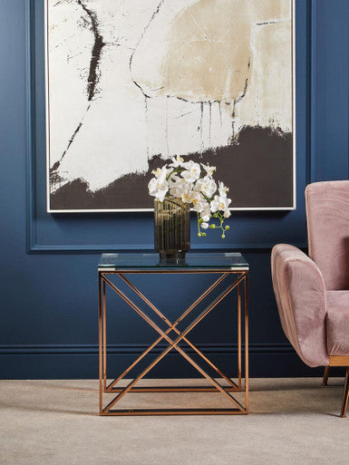 Allure Rose Gold Cross Legs End Table