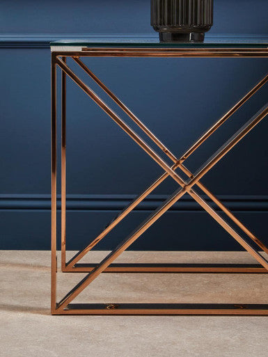 Allure Rose Gold Cross Legs End Table - Image 7