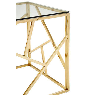 Allure Champagne Gold Geometric End Table