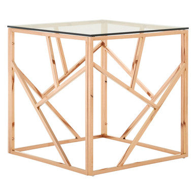 Allure Rose Gold Geometric End Table