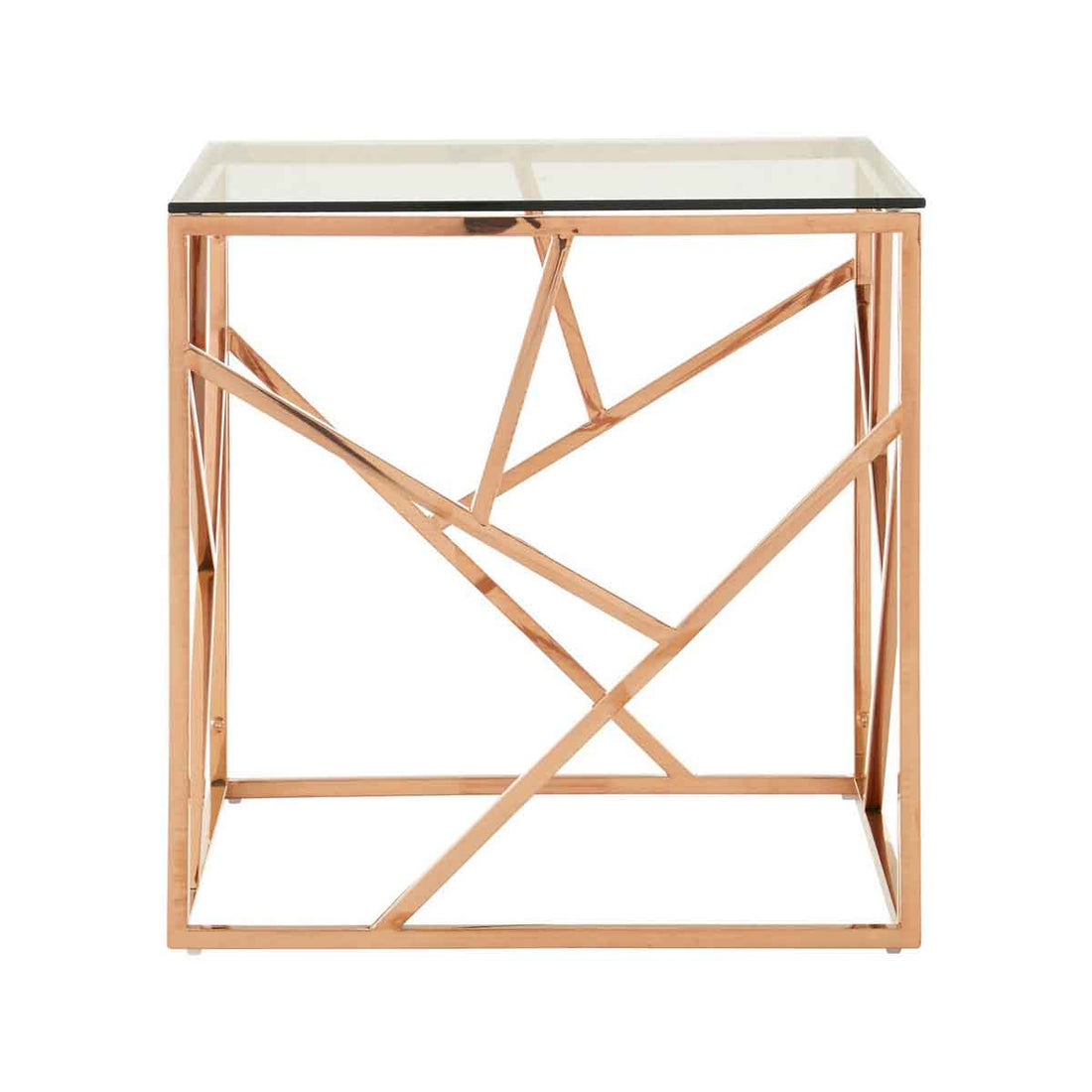 Allure Rose Gold Geometric End Table