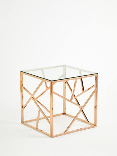 Allure Rose Gold Geometric End Table - Image 4