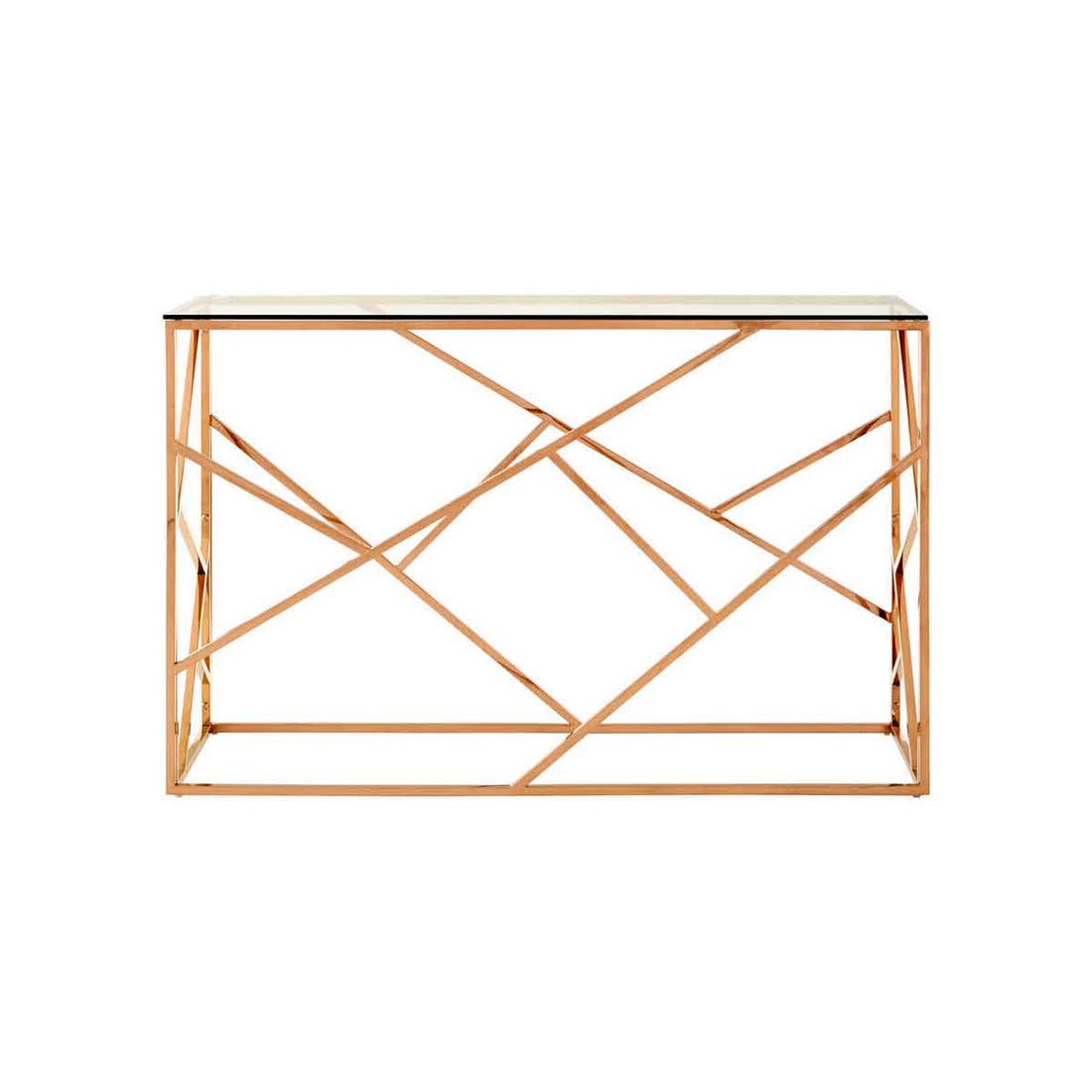 Allure Rose Gold Geometric Console Table